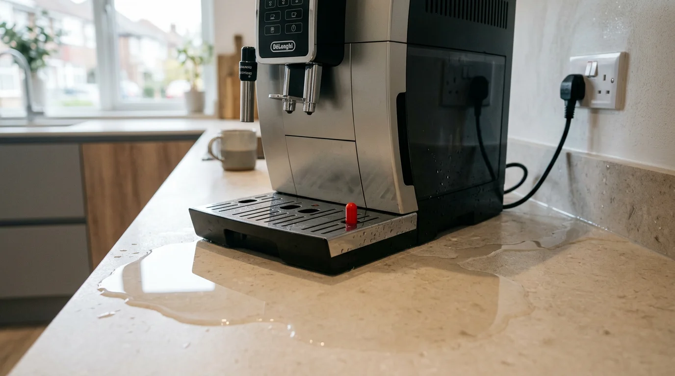 Кофемашина De'Longhi подтекает: лужа на столе после каждой чашки — норма или поломка