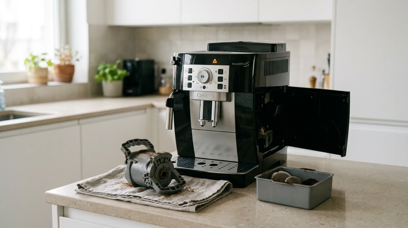 Слабые места кофемашины De'Longhi Magnifica S: какие поломки мастера видят чаще всего