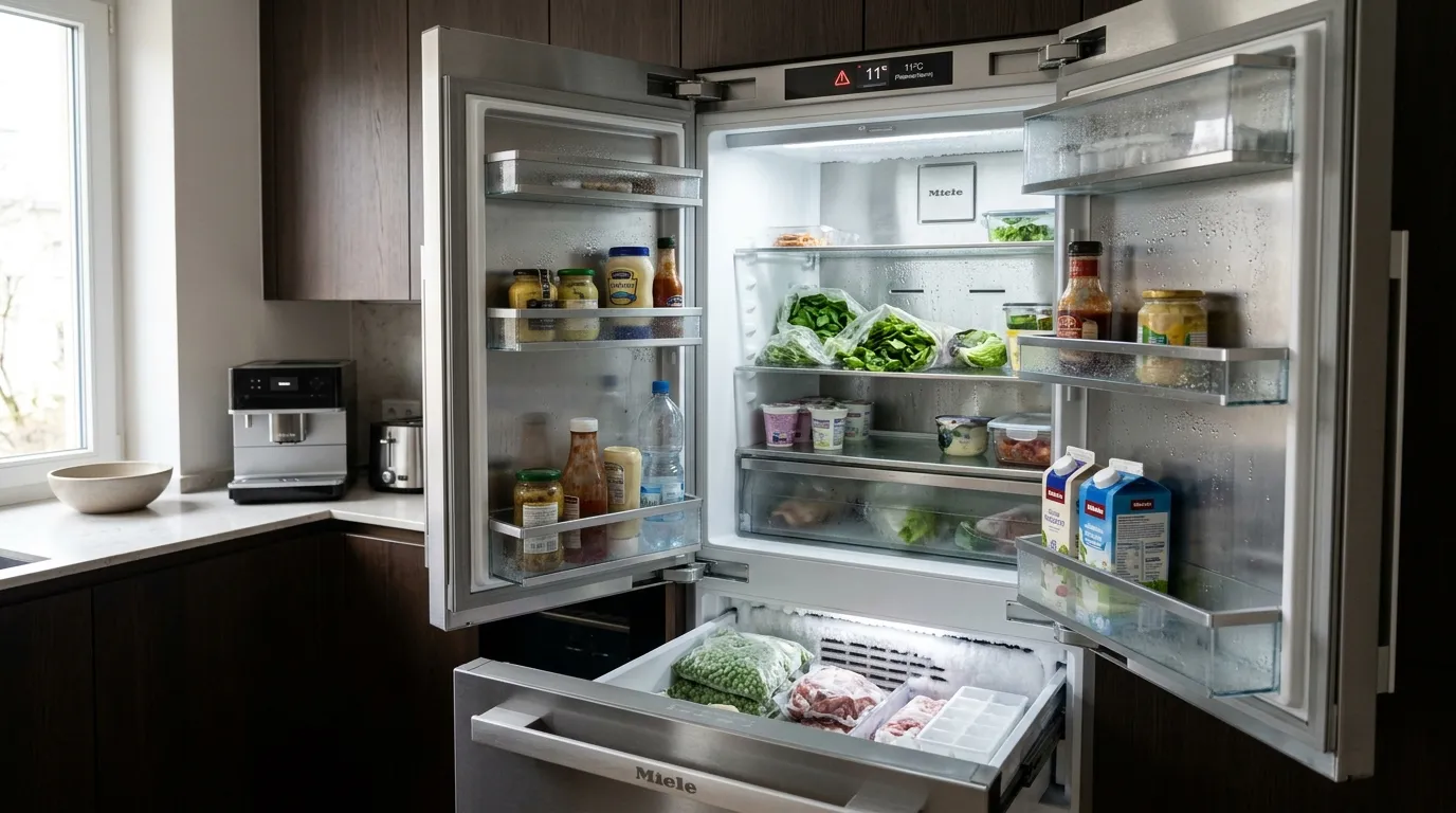 Сообщения на дисплее холодильника Miele: что делать при nA, тревоге и кодах F